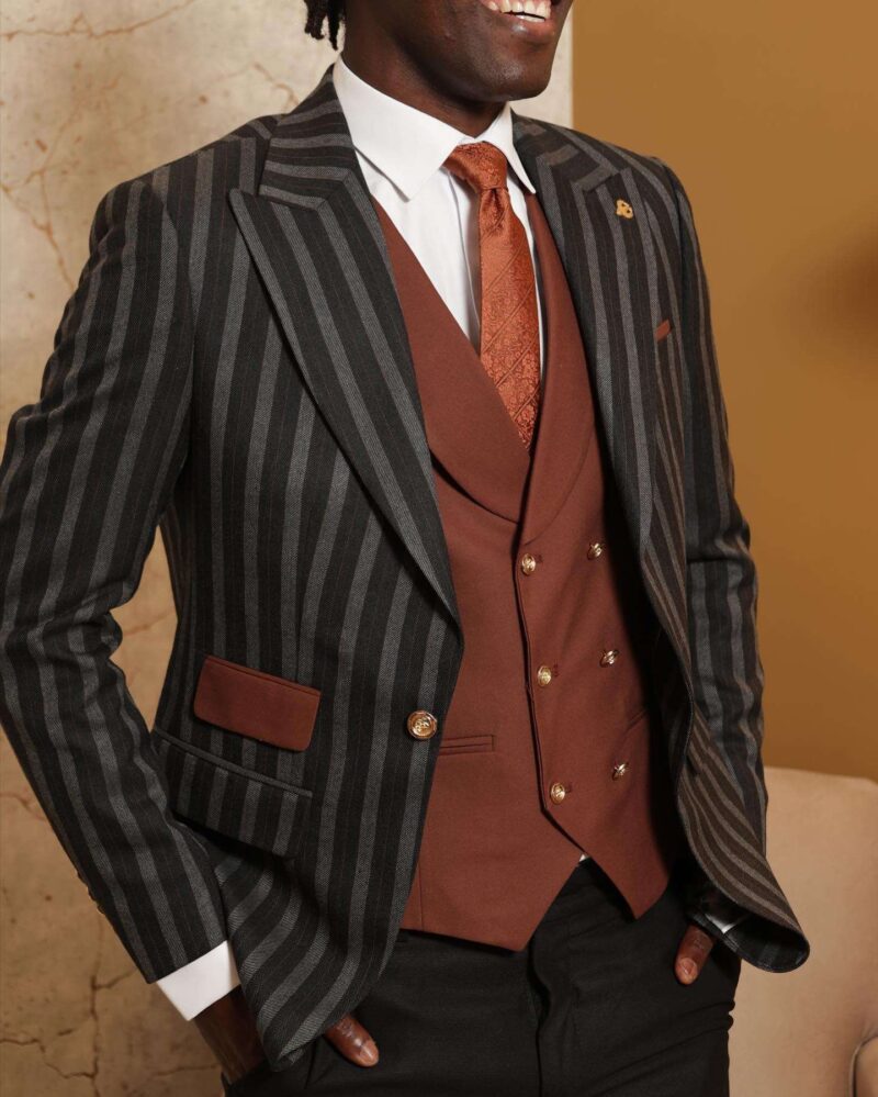 Costume gris-noir rayé – Image 5